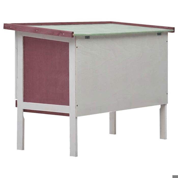 Clapier dextérieur - WIENS - 1 niveau - Marron - 90x45x65 cm - Bois de sapin massif - Treillis métallique