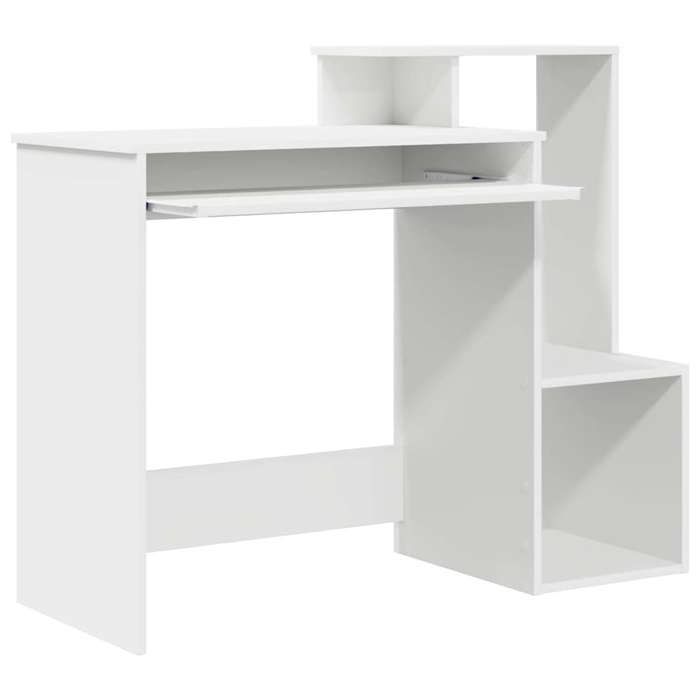 Bureau BURKE Blanc Table à écrire - 1 PERSONNE - avec tiroir - Blanc 106x41x88.5 cm - Bois dingénierie BB984