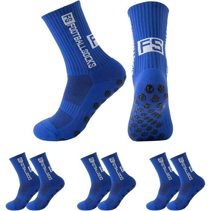 3 Paires Chaussettes Antidérapantes Foot Chaussettes De Football Antidérapantes Chaussettes Antidérapantes Homme Bleu