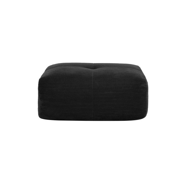 Tabouret Velours Côtelé Pouf Repose Pieds avec Remplissage Tabouret Pouf Meuble Salon Decoration Chambre Noir