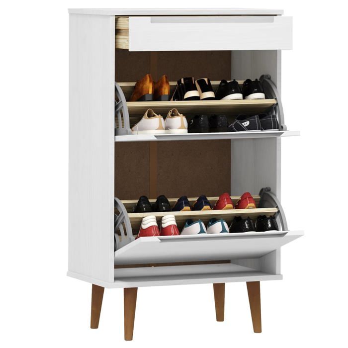 Blanc Armoire à chaussures 1 pc - ZENCORE - Organisateur chaussures - Pour couloir - MOLDE Blanc 59 5x35x103cm - Bois de pin 954897