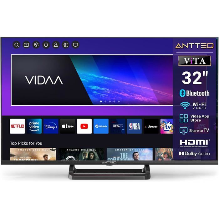 32 AH3Q1L BT 32 (80 cm) avec commande vocale triple tuner DVB S2 T2 C Wi Fi Bluetooth Netflix DAZN
