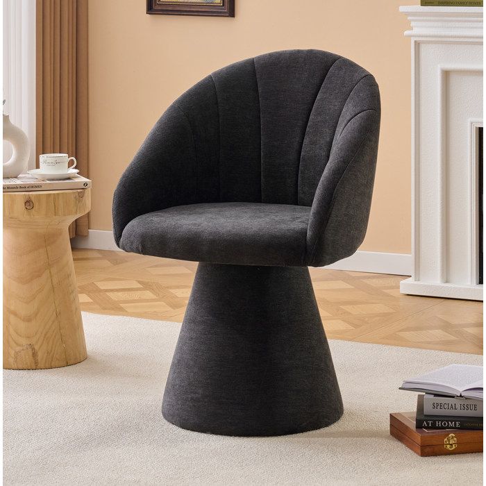 Lot de 1 Chaises Pivotantes 360° - TCQPZ - Dossier Arrondi et Accoudoirs Intégrés - Chenille - Gris