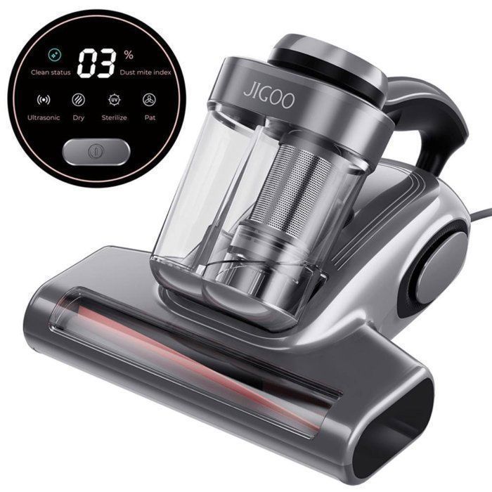 Jigoo J300 Nettoyeur Intelligent dAcariens à Double Tasse - Rouleau de Brosse en Métal - Déshumidification à Air Chaud à 55 ℃