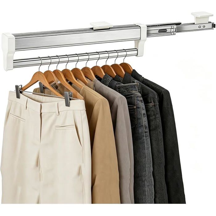 Porte Pantalon Coulissant Tringles De Garde Robe 60cm/23.62in Pcard Porte Vetements Extensible Rail 600mm/23.62 BARRE DE PENDERIE