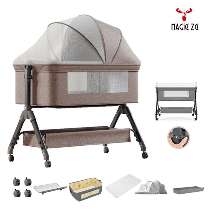 Lit Cododo Bébé Avec Matelas et Moustiquaire Table à Langer - kaki