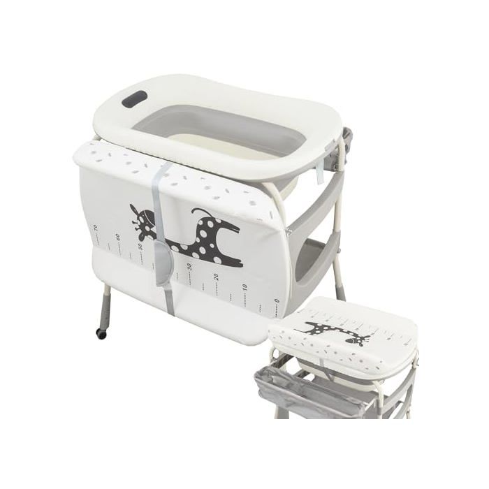 Table à langer avec baignoire pour bébé pliable avec roulettes et organiseur