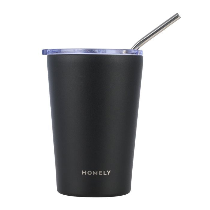 Mug isotherme Midnight Black 400 ml avec paille
