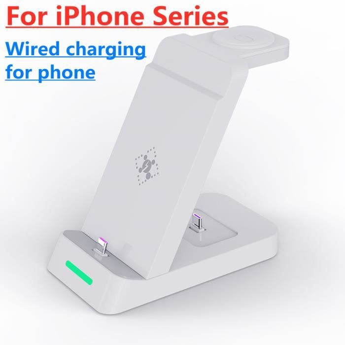 iPhone Blanc-Support de chargeur sans fil 3 en 1, station de charge rapide  S6, iPhone 14, 13, 12, 11, X Poly