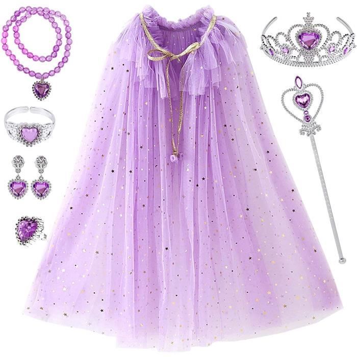 TOYESS 7PCS Robe De Princesse Fille, Déguisement De Cape Avec Accessoires De Baguette Magique