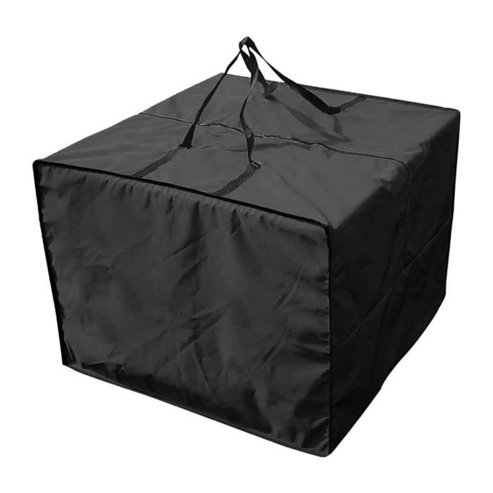 HOUSSE MEUBLES Coussin De Siège Résistant À Leau Sac De Rangement À Glissière Avec 2 Poignées Pour Meubles Patio 81x81x61cm -Noir