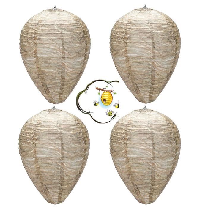 Comparer les prix de Lot de 4 répliques de nid de guêpes, dissuasif suspendu contre les frelons, répulsif naturel contre les guêpes, piège à guêpes