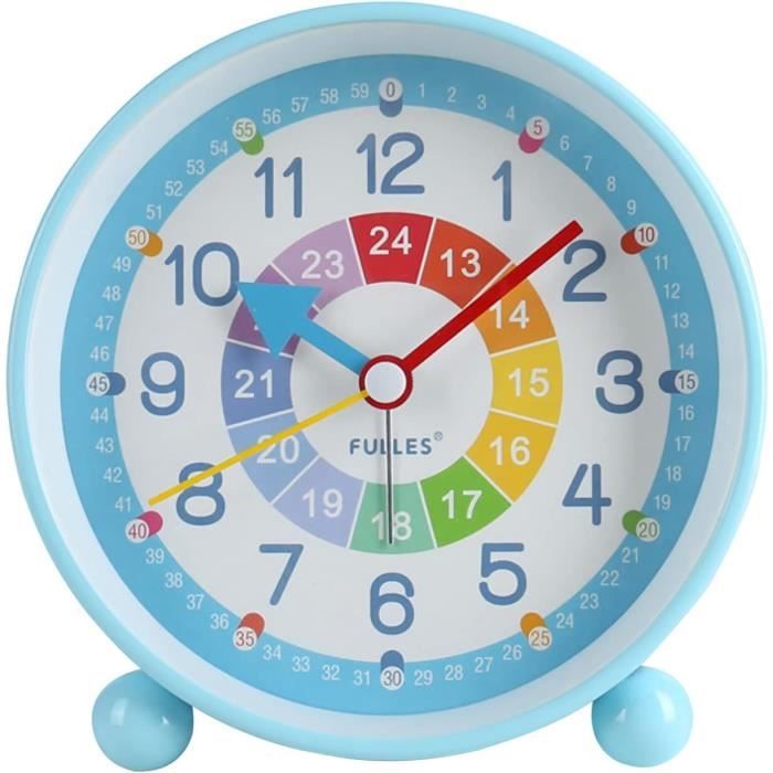 Réveil Éducatif Pour Enfant – Sans Tic-Tac – Alarme Puissante – Veilleuse Automatique – Piles AA – 9x9x5 Cm – Chambre Et Bureau
