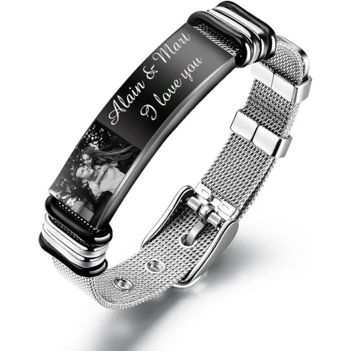 Collier Personnalisé Pour Homme - Acier Inoxydable, Gravure De 1 à 8 Noms, Chaîne 60+5 Cm, Finition Argent/noir/or - Idéal Fête Des Pères, Noël