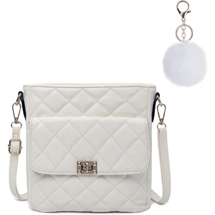 Bandoulière Réglable Amovible Sac Bandoulière Femme URAQT - Cuir PU, 3 Compartiments, Bandoulière Réglable, Élégant Sac élégant Voyage Travail Réglable