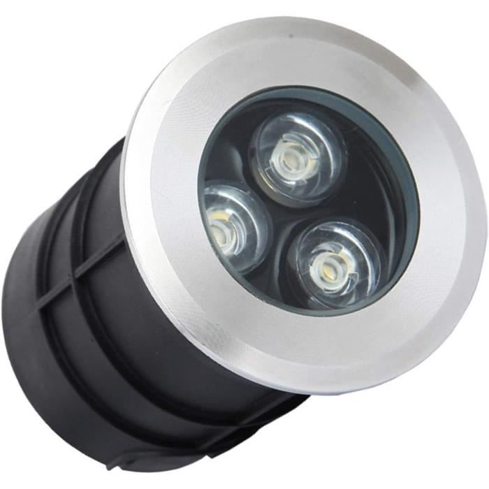 Lumière Sous-marine LED Marine – Acier Inoxydable 316, IP68, 12V/24V – 3 Perles 5W, Angle 90° – Pour Bateau, Yacht, Piscine, Bassin (blanc)