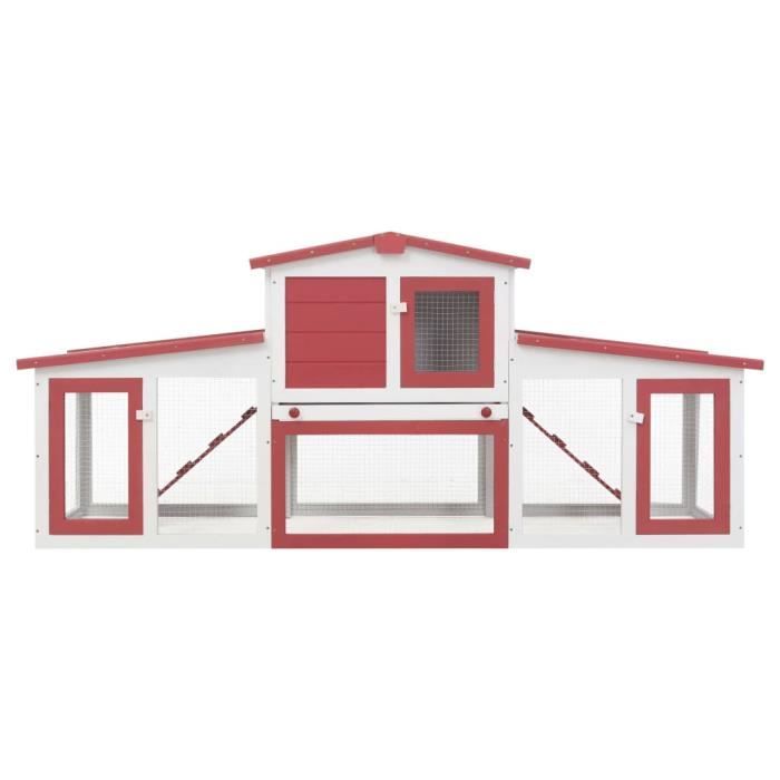 Meilleurs prix pour Clapier - KAI - Rouge et blanc - Bois de sapin - 204x45x85 cm - Pour petits animaux