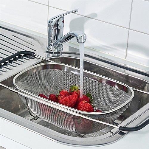 Ossian Passoire pliable le camping Grand égouttoir pour évier de cuisine pliable et portable avec poignées antidérapantes anti-rayures et poignées extensibles Idéal pour la maison