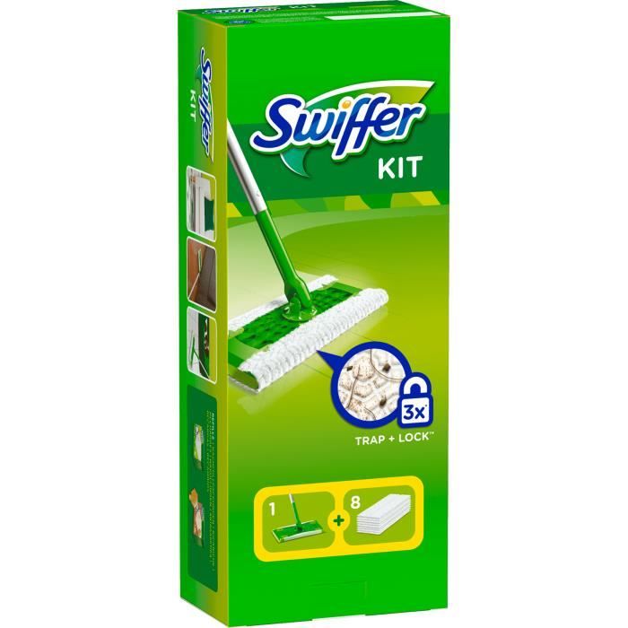 Swiffer Kit Balai Attrape Poussiere 8 Lingettes Seches Cdiscount Au Quotidien