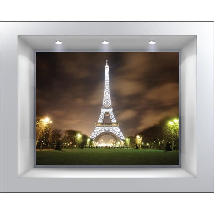 Stickers Muraux Deco Trompe L Oeil Tour Eiffel Tableau 140x112cm Cdiscount Maison