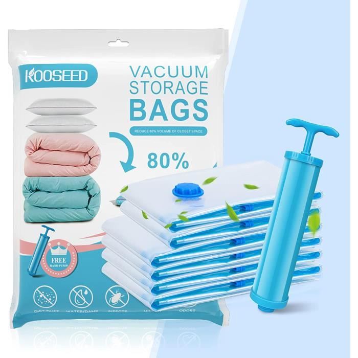 Sac sous Vide Vetement, Housse de Rangement sous Vide pour Vêtement, Lot de  6 (4 Moyen, 2 Petit, 1Pompe) Sac Compression A261 - Cdiscount Maison