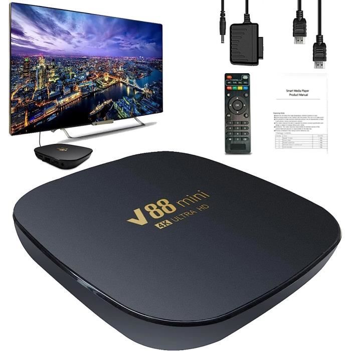 Boîte de télévision, Mini Top Box Media Player avec sans Fil, Lecteur