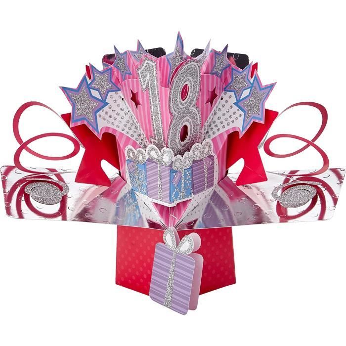 Carte D'anniversaire Pop-up 3D Musicale Et Lumineuse - Avec Effet Feux D'artifice LED - Format 15x20 Cm - Enveloppe Incluse - Pour Femme, Homme, Enfant