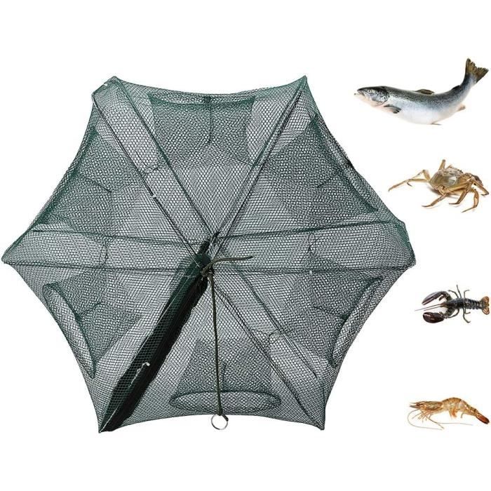 Plié Filet de pêche, Filet epervier pêche à 6 trous pliable en nylon