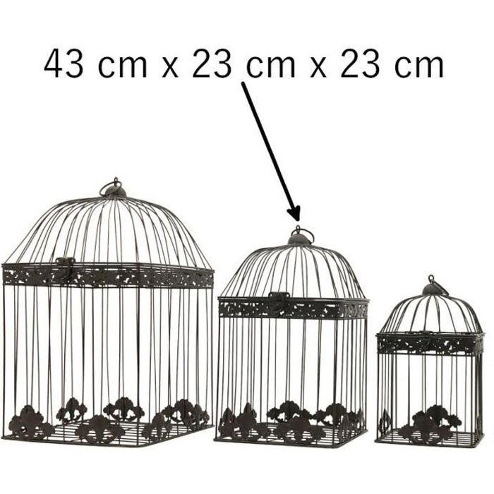 Style Ancienne Cage A Oiseaux Decorative Carre Marron 43 Cm X 23