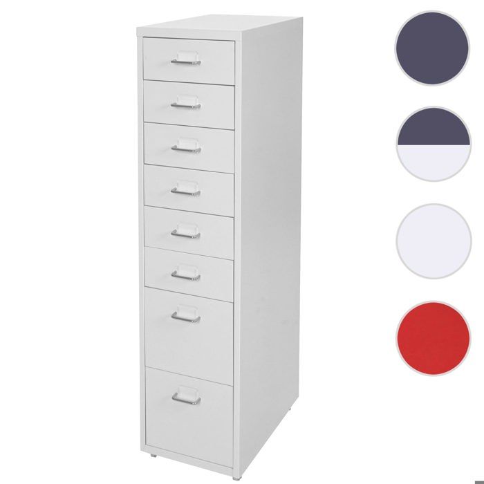 MCW Caisson à roulettes Boston T85 109x28x44 cm 8 tiroirs blanc