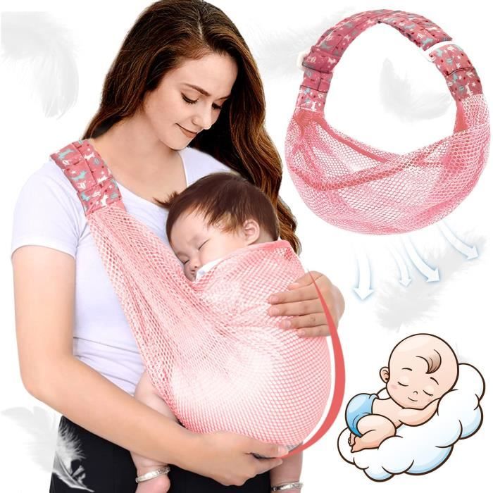 Porte Bebe Naissance Echarpe De Portage Bebe 0-36 Mois Réglable Porte Bébé  En Maille Respirante Jusqu'À 21 Kg Bleu[H555]