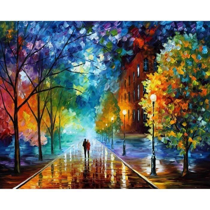 Cz Peinture Par Numero Kit Diy Peinture A L Huile Dessin Amoureux De Rue Romantique Promenades Dans La Rue Toile Avec Des Brosses Achat Vente Peinture Au Numero Cz Peinture Par