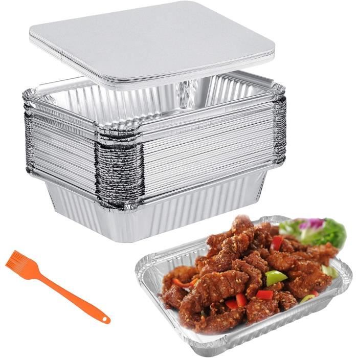 Moules Jetables - Barquettes Aluminium Barbecue Plateaux Couvercle 30 Pièces 1000ml Parfait Cuisson Grillage Cuisine Restauration