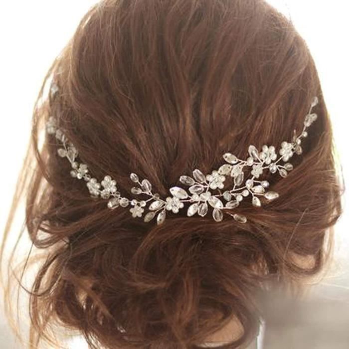 Serre-Tête Mariée Perles Et Cristal - Accessoire Coiffure Élégant Pour Mariage Et Cérémonie