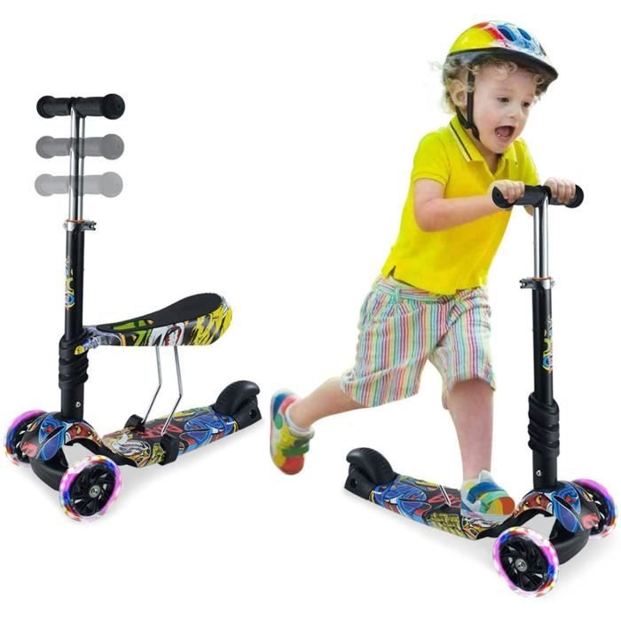 TROTTINETTE pour Enfants 2 en 1 2 en 1 Trotteur 3 Roues avec