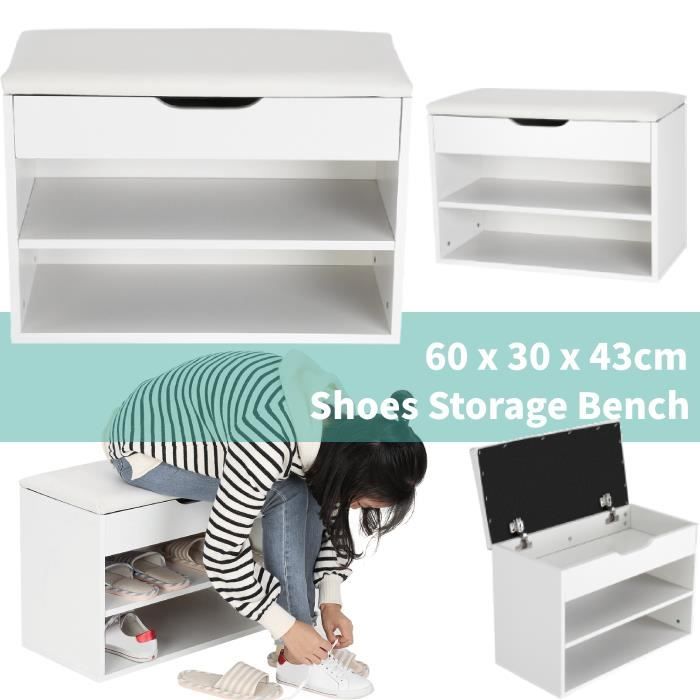 Etagere A Chaussures 2 Niveaux Meuble Banc De Rangement Chaussure Salle De Bain Siege Tabouret Pour Chausser Banquette Cdiscount Maison