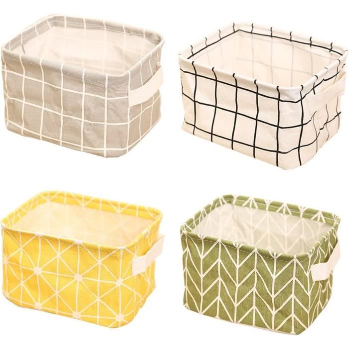 Lot De 4 Petits Paniers De Rangement Suspendus En Jute - Pliables, Avec Crochet - Pour Cosmétiques, Clés, Petits Objets