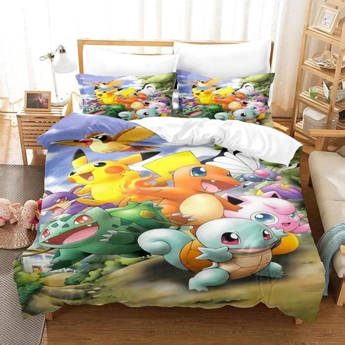 3D Housse De Couette Enfant Garcon Pokemon 3 Pieces Parure De Couette 2 Taies D oreillers 140x200cm 788 Cdiscount Maison
