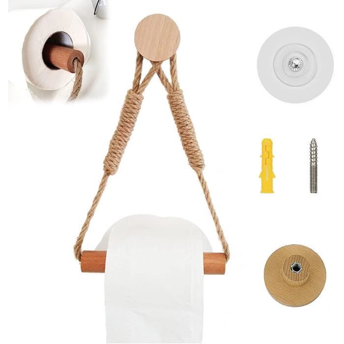 Support Papier Toilette Mural En Corde Avec Perles – Installation Sans Perçage, Pour Salle De Bain, Cuisine