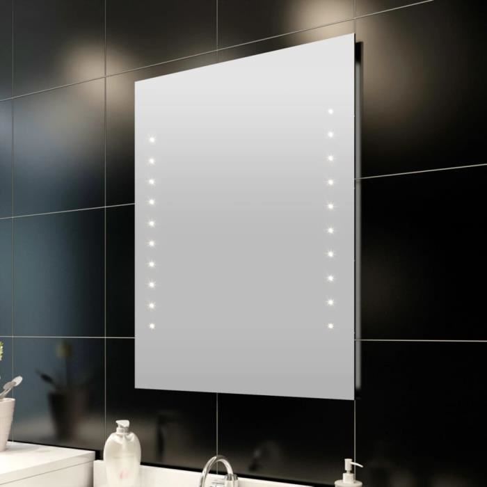 L x H Miroir de salle de bain avec lumières LED 60 x 80 cm 