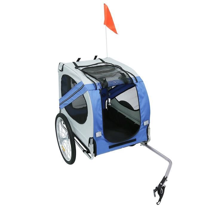 Remorque Vélo Pour Chien GOLDCMN - Bleu-Gris - Capacité 40kg - Dimensions 137x73x90cm