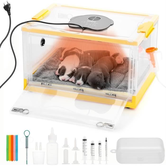 Meilleurs prix pour 55L Incubateur pour Chiots et Chatons, avec Contrôle Précis du Chauffage et du Ventilateur, Panneau LED Multifonction
