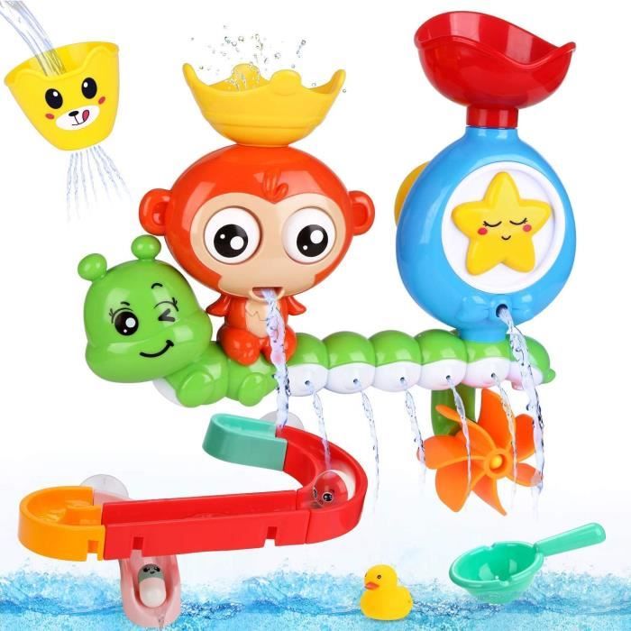 BBLIKE Jouet Bain, 14 Pcs Jouet de Bain Cascade Interactif, Jouets pour Le Bain bébé pour Baignoire Jeu de Piscine