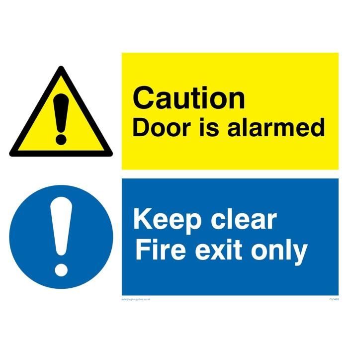 Cartello Di Sicurezza “Caution Door Is Alarmed” – Plastica Semirigida 1mm, 300x200 Mm, Conforme EN 7010, Viking - 3
