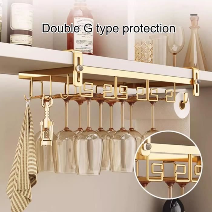 Porte-verres Mural à 3 Rails - Support Pour Calices Gain De Place, Métal Noir, Dimensions 35 X 22,5 Cm - 5