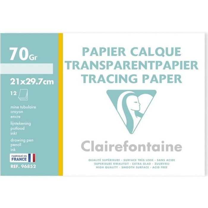 Transparent Clairefontaine Papier calque Lot 70 x 100 cm 5sh 180 g 