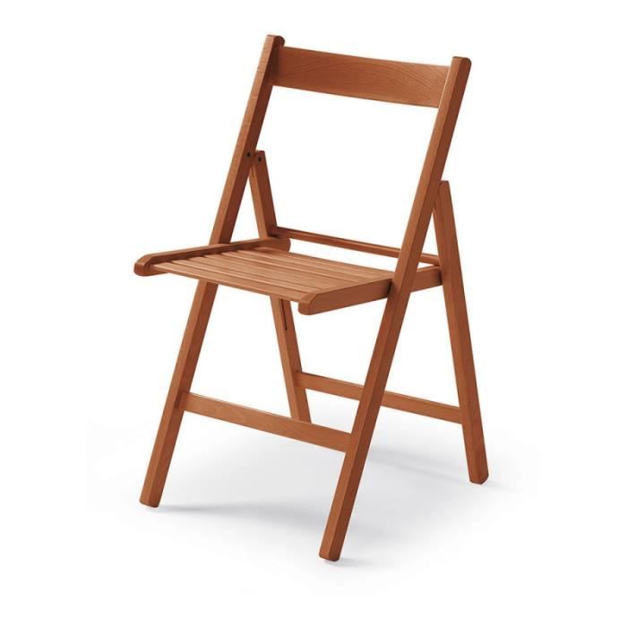Chaise pliante - Naturel - Cerise - Bois de hêtre massif - 79x425x475cm - Intérieur