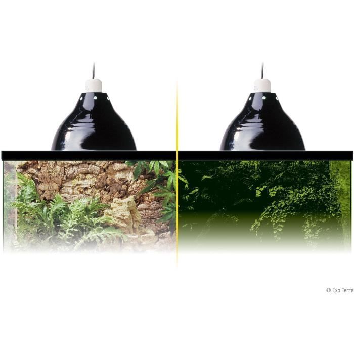 Lampe déclairage pour terrarium - EXO TERRA - Glow Light S - Pince avec douille porcelaine - Réflecteur lumineux - Jour/nuit - 14cm