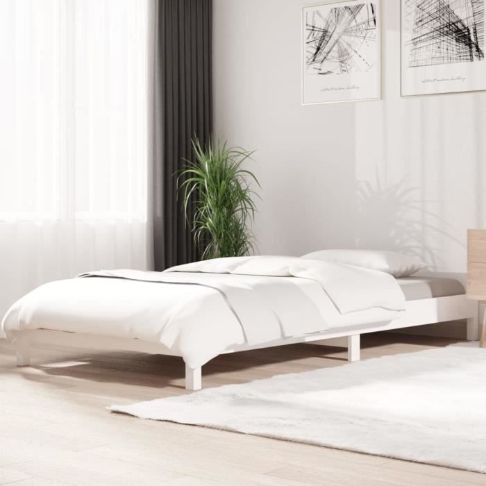 FAFEICY Lit empilable Blanc 90x190 cm Bois de pin massif FA001