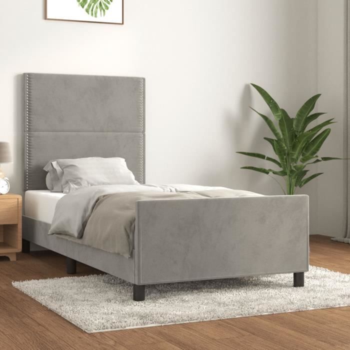 famirosa cadre de lit avec tête de lit gris clair 80x200 cm velours-660